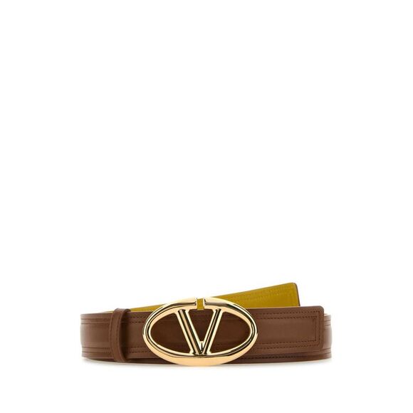 Valentino Garavani Women Caramel Leather Reversible Belt